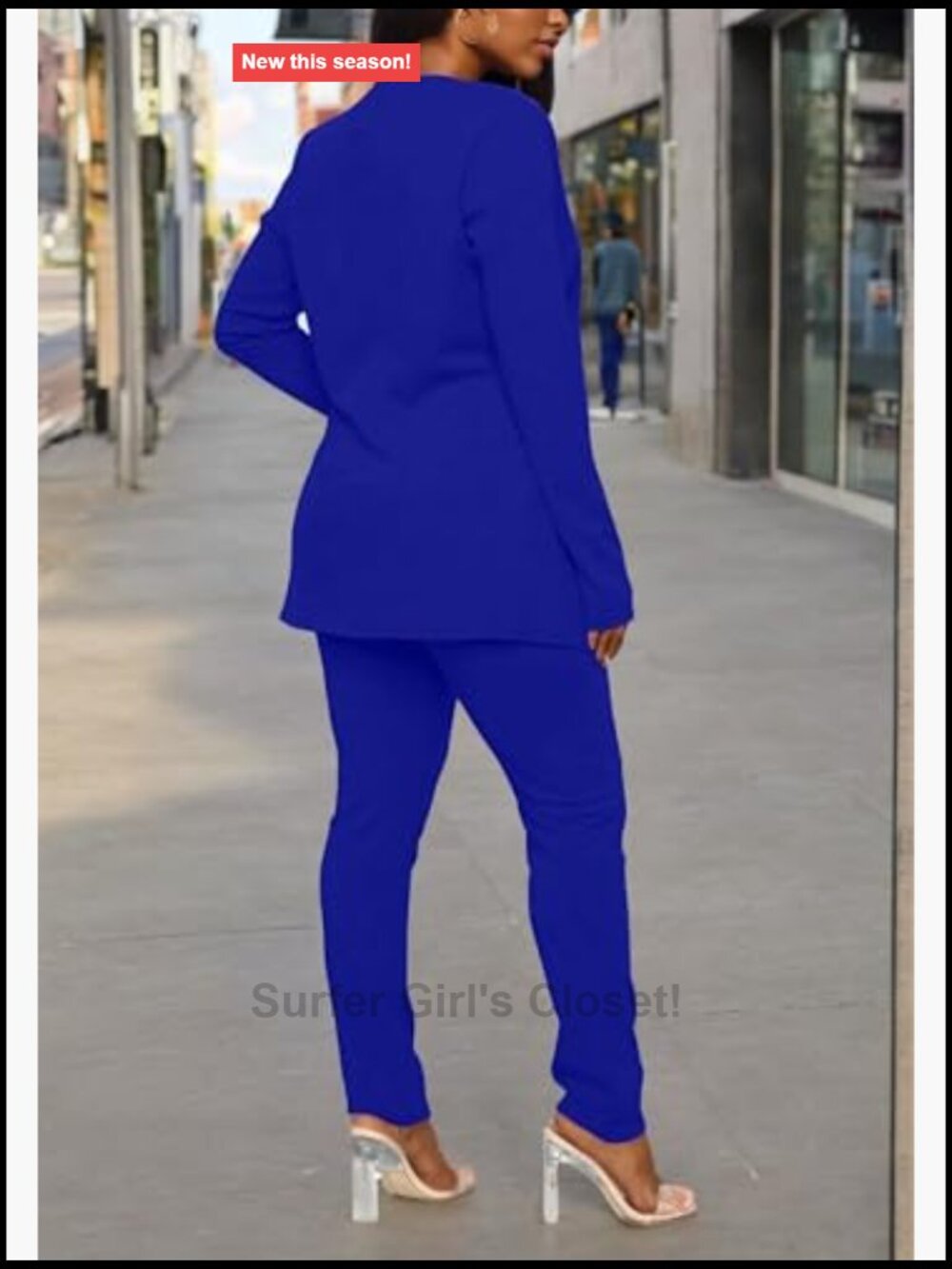 2 Piece Pants Suit Set Long Sleeve Blazer & Pencil Pants Business Office Work - Picture 5 of 7